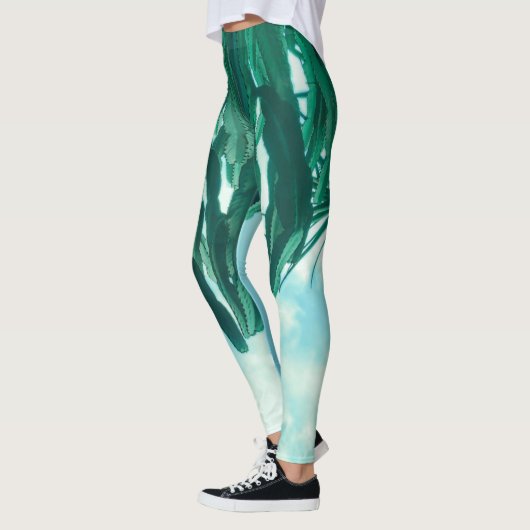 Leggings Vibes été Palm Tree Cactus vert pâle (Gauche)
