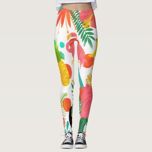 Leggings Vibes tropicales Floral Feuille Summer Chic (Devant)