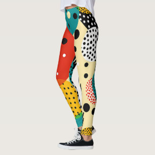 Leggings Vibrant 1960 pop art rouge tourquse jaune blanc
