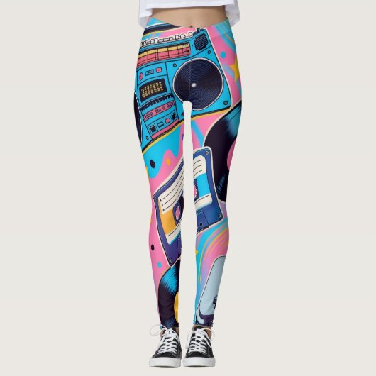 Leggings vibrant 90s pop culture-inspired design (Devant)