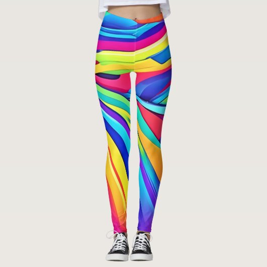 Leggings Vibrant Abstrait Color Wave Art (Devant)