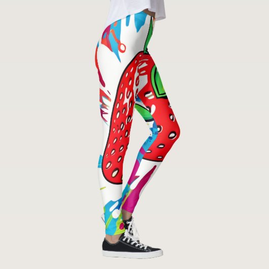 Leggings Vibrant Artwork de fraises (Droite)