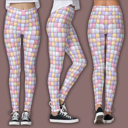 Leggings Vibrant Candy Pattern | Pastel Bubble Gum
