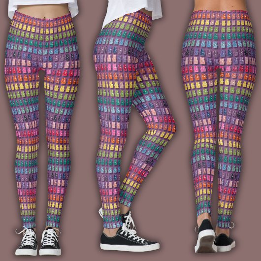 Leggings Vibrant Candy Pattern | Rainbow Gummy Bear
