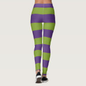 Leggings Vibrant citron vert à chaux violet rayé Halloween  (Dos)