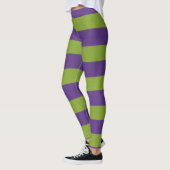 Leggings Vibrant citron vert à chaux violet rayé Halloween  (Gauche)