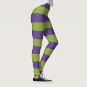 Leggings Vibrant citron vert à chaux violet rayé Halloween  (Droite)