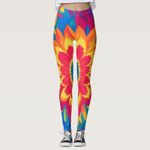 Leggings Vibrant Eye-Catching Mode Expressive Floral
