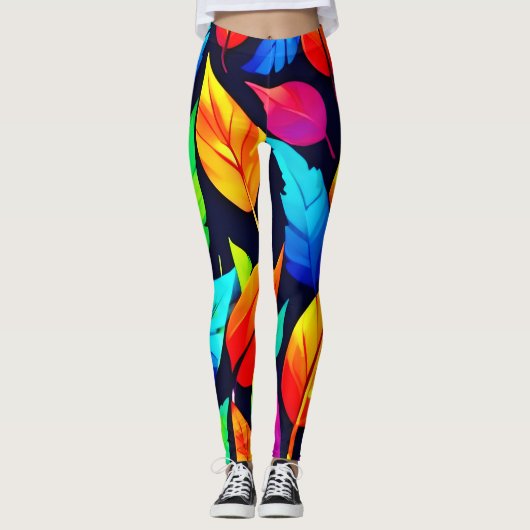 Leggings Vibrant Feuilles d'automne Motif (Devant)