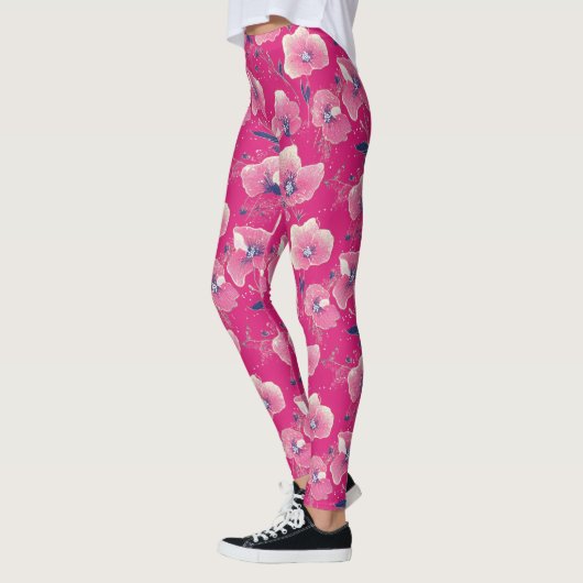 Leggings Vibrant Floral Pattern in Pink, White & Royal B    (Gauche)