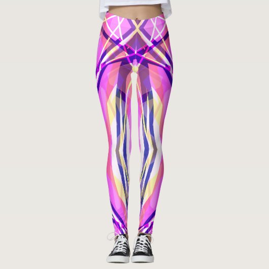 Leggings Vibrant Gras Rose Bleu Jaune Blanc Funky Gym (Devant)