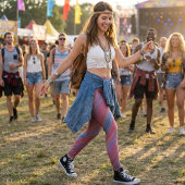 Leggings Vibrant Multicolor Diagonal Wave