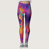 Leggings Vibrant multicolore belle fuchsia jaune violet (Devant)