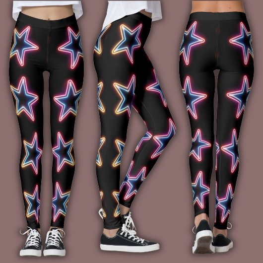 Leggings Vibrant Neon Pattern | 80's Electric Star