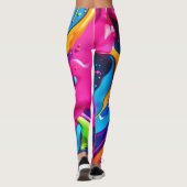 Leggings Vibrant Peinture de néon Splatter Abstrait (Dos)