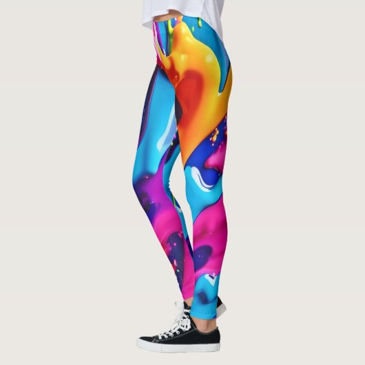 Leggings Vibrant Peinture de néon Splatter Abstrait (Gauche)
