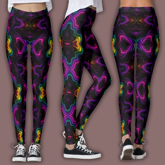 Leggings Vibrant Psychedelic Pattern | Neon Kaleidoscope
