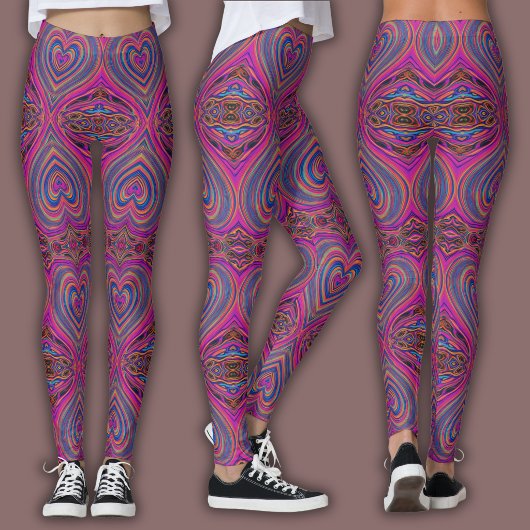 Leggings Vibrant Psychedelic Pattern | Trippy Magent/Blue