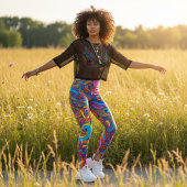Leggings Vibrant Psychedelic Swirl - Abstract Groovy