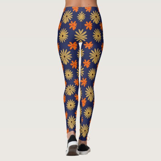 Leggings Vibrant Retro Daisy Floral Seamless Pattern Leggin (Dos)
