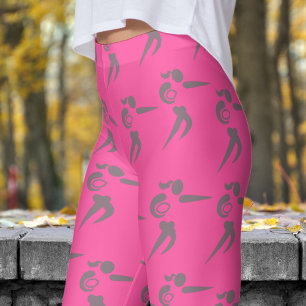 Leggings Vibrant Rose rouge femmes Motif de rugby
