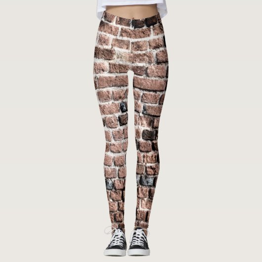 Leggings Vieil arrière - plan de grunge de mur de briques (Devant)