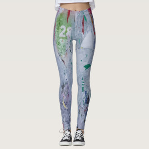 Leggings Vieilles affiches hiver look blanc vert gris rouge