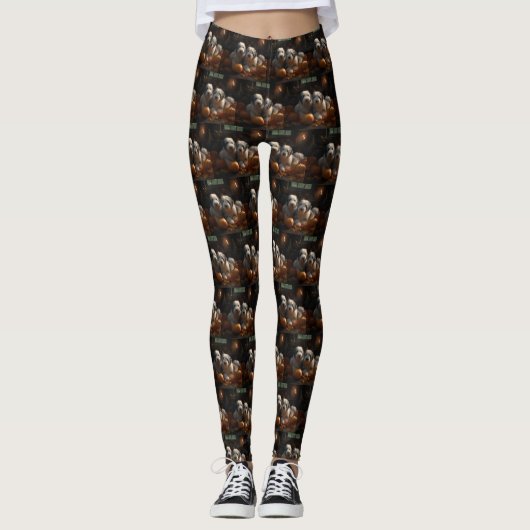 Leggings Vieux anglais Sheepdog Chiot Chiot Automne Citroui (Devant)