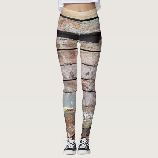 Leggings Vieux bois rustique bateau en bois plank (Devant)