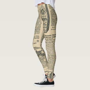 Leggings vieux motif vintage frais de journal de catalogue
