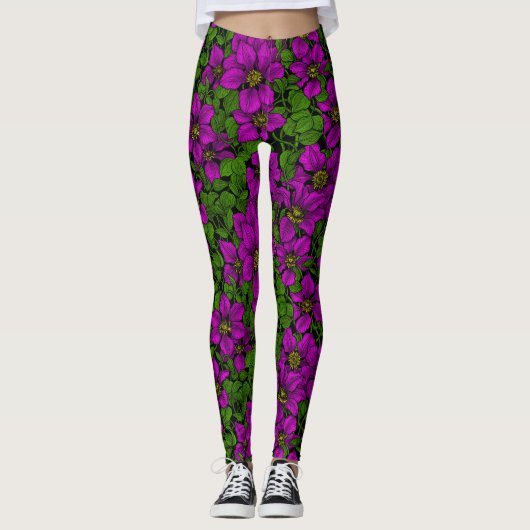 Leggings Vigne Clematis rose (Devant)
