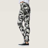 Leggings Vignes Abstraites botaniques en noir et blanc (Gauche)