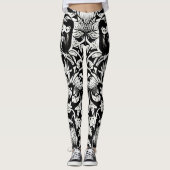 Leggings Vignes Abstraites botaniques en noir et blanc (Devant)
