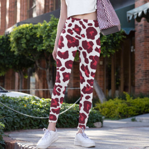 Leggings Vin Motif léopard rouge