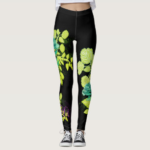 Leggings Vinta Geisha Green Flowers