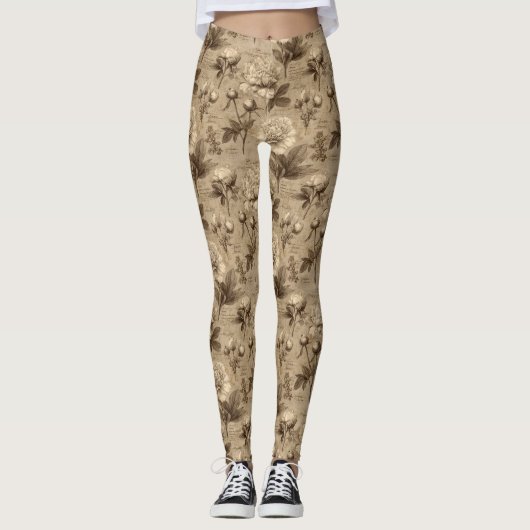 Leggings Vintage Botanical Floral Pattern (1) (Devant)