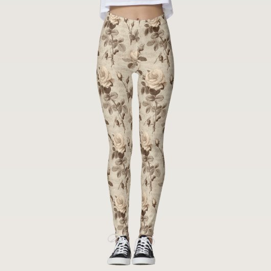 Leggings Vintage Botanical Floral Pattern (3) (Devant)
