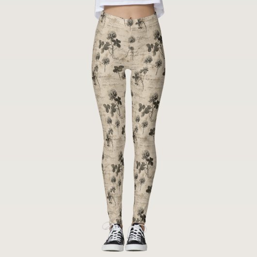 Leggings Vintage Botanical Floral Pattern (4) (Devant)