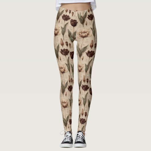 Leggings Vintage Botanical Floral Pattern (6) (Devant)