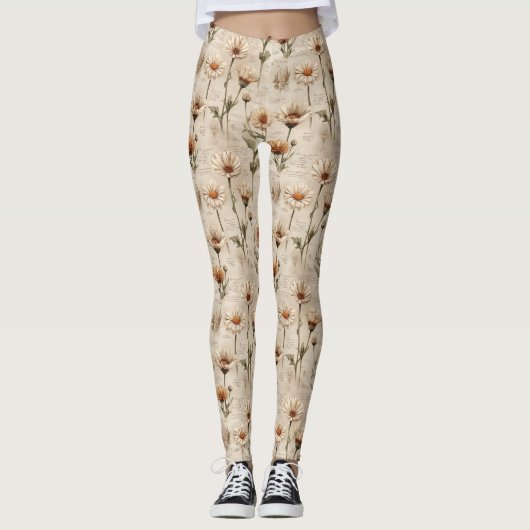 Leggings Vintage Botanical Floral Pattern (7) (Devant)