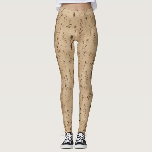 Leggings Vintage Botanical Floral Pattern (9) (Devant)