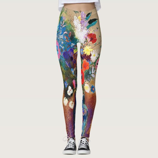 Leggings Vintage Bouquet of Flowers by Odilon Redon (Devant)