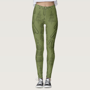 Leggings Vintage classique Motif-arbre de Noël (1)