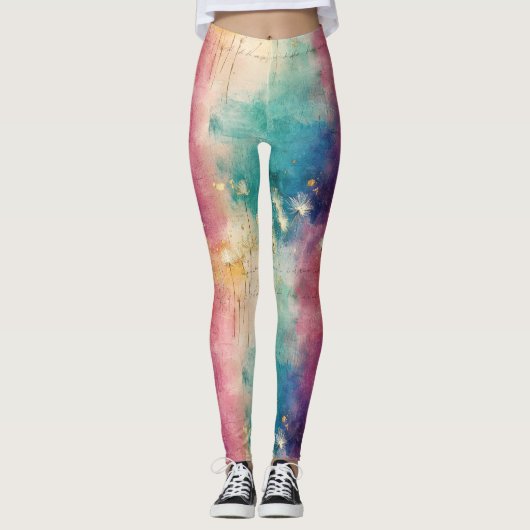 Leggings Vintage Dandelion Abstract Pattern (4) (Devant)
