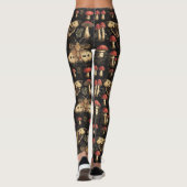 Leggings Vintage Dark Academia Moth Mushroom Pattern Gothic (Dos)