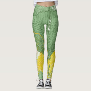 Leggings Vintage Ginkgo Biloba : Feuilles tropicaux