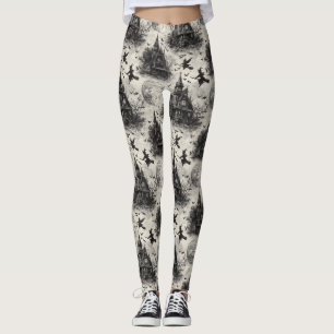 Leggings Vintage Haunted House et sorcier Toile Motif