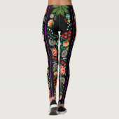 Leggings Vintage Indien Boho Floral Noir (Dos)