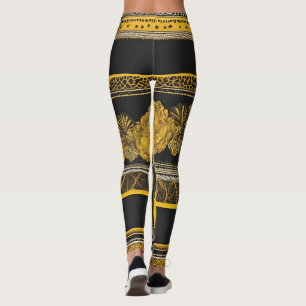 Leggings Vintage noir et jaune Tournesol IA art