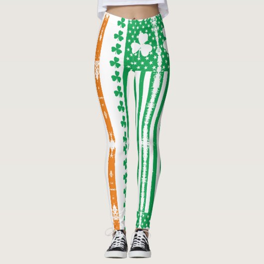 Leggings Vintage Patrick Green Shamrock du drapeau irlandai (Devant)
